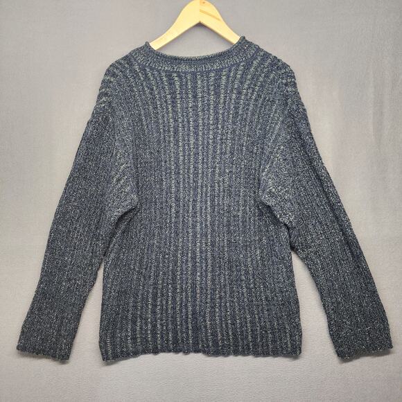 Ted Baker London Womens Sweater Size 3 US Medium Blue V Neck Cotton Blend Ribbed - Picture 2 of 16